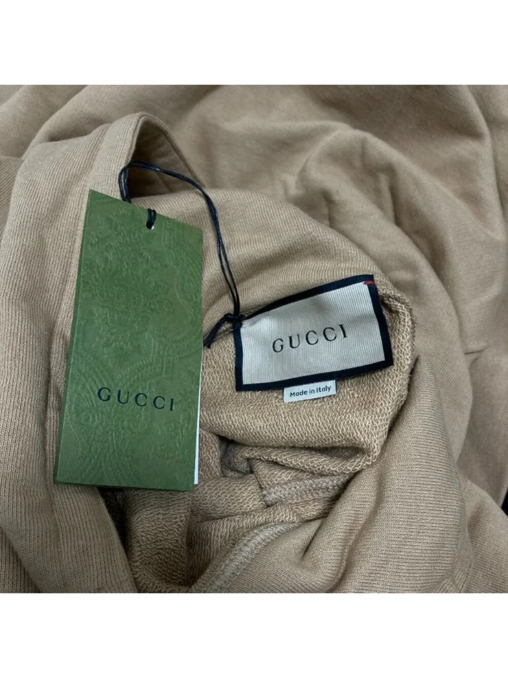 Gucci Logo Dog Print Pullover Sweatshirt Hoodie Beige S